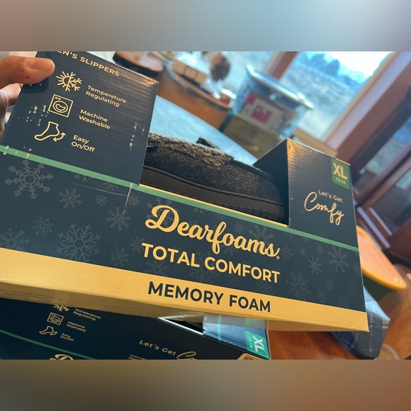 NEW Dearfoams Men's Total Comfort Memory Foam Slippers - SIZE XL 13-14 Gray - Picture 4 of 4